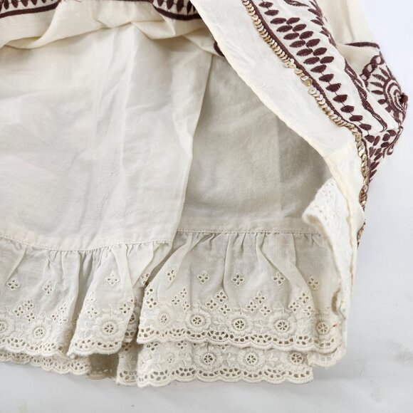 The Limited A-line Pleated Skirt Size 10 Cream Boho Artsy Full Skirt Prairie - Picture 4 of 11